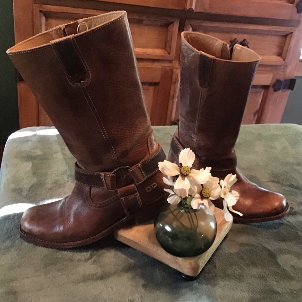 Bed Stu Rustic Brown Leather Heeled Boots